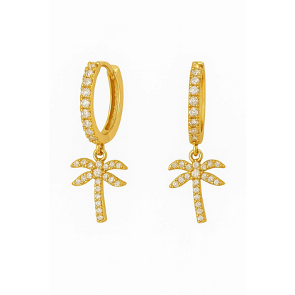 Golden Palms Hoop Drop Earring