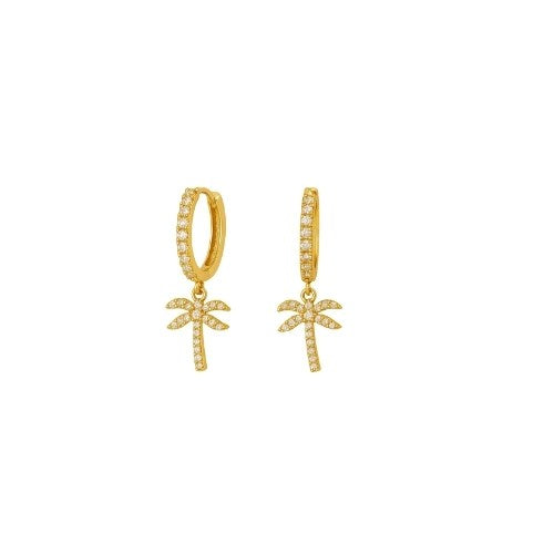 Golden Palms Hoop Drop Earring