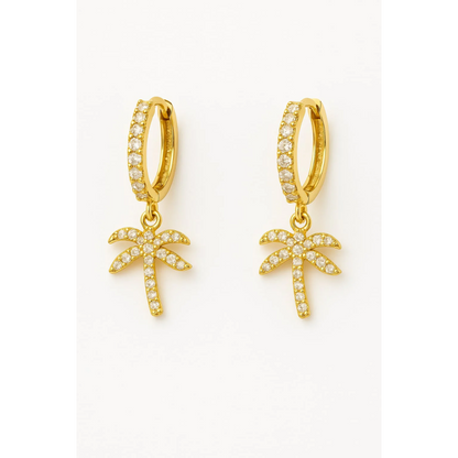 Golden Palms Hoop Drop Earring