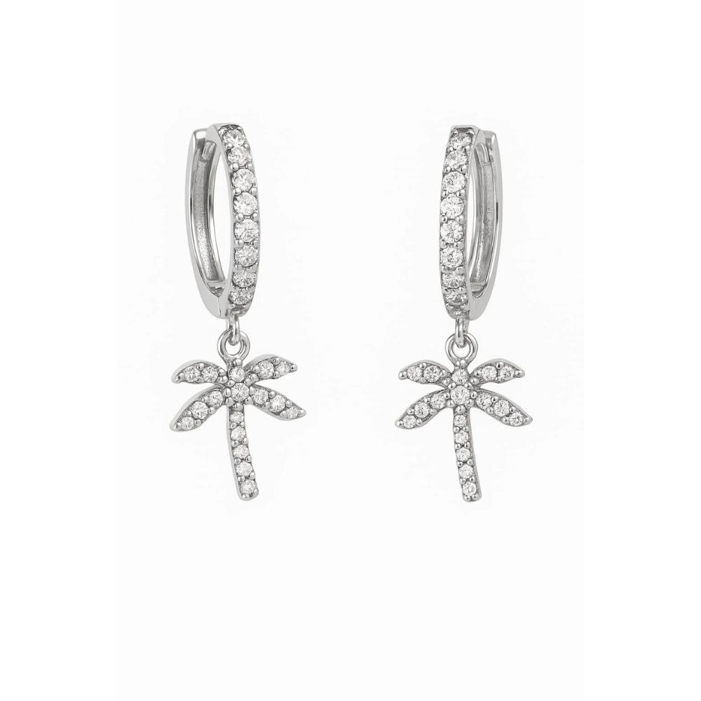 Golden Palms Hoop Drop Earring