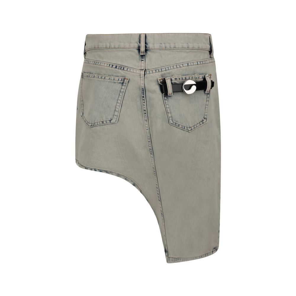 Asymmetric Denim Miniskirt