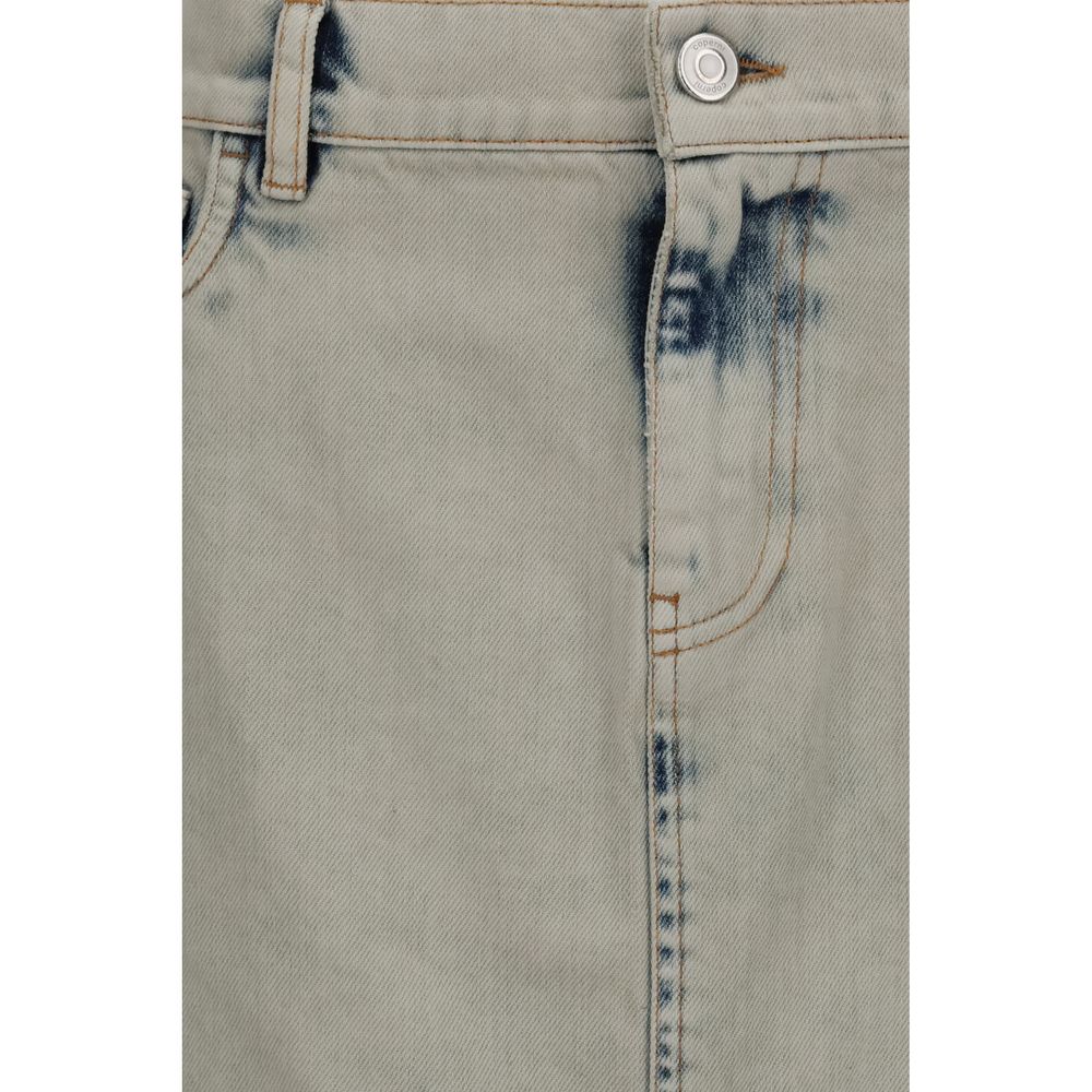 Asymmetric Denim Miniskirt