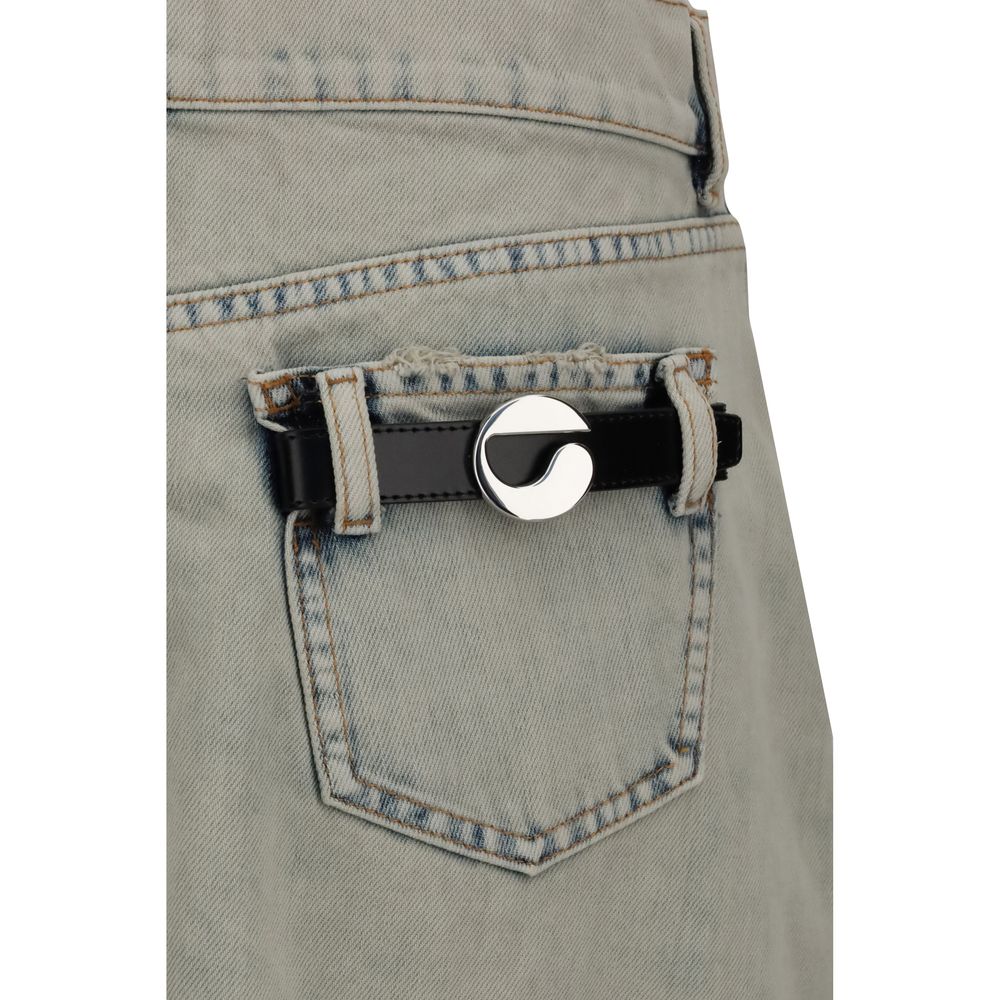 Asymmetric Denim Miniskirt